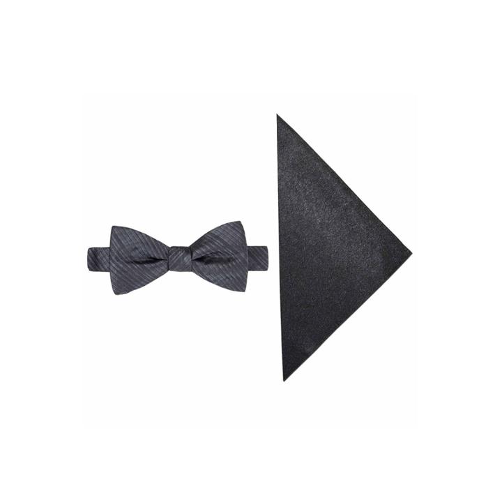 Jf J. Ferrar Textured Striped Bow Tie And Pocket Square Set