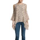 Buffalo Jeans 3/4 Sleeve Floral Ruffle Cold Shoulder Top