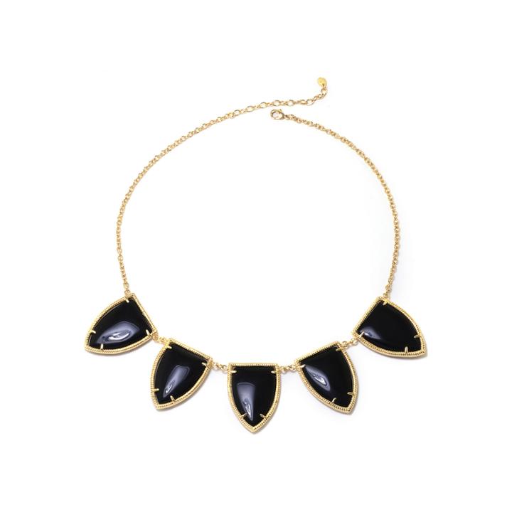 Athra Bijoux Bar Womens Black Gold Over Brass Collar Necklace