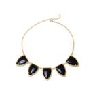Athra Bijoux Bar Womens Black Gold Over Brass Collar Necklace
