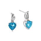 Genuine Swiss Blue Topaz With Diamond-accent 14k White Gold Earrings