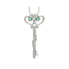 Lab-created Emerald And Diamond-accent Double-heart And Key Pendant Necklace