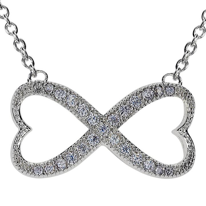 Sparkle Allure&trade; Silver-plated Cubic Zirconia Heart-shaped Infinity Necklace