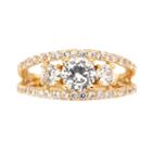 Sparkle Allure Womens Clear Cubic Zirconia Silver Over Brass 3-stone Ring