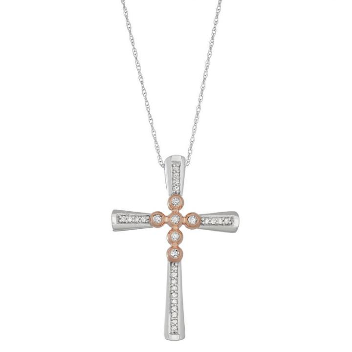Womens 1/6 Ct. T.w. White Diamond Cross Pendant Necklace