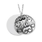 Personalized Sterling Silver Mom And Family Name Domed Pendant Necklace