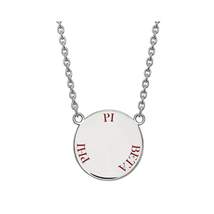 Pi Delta Phi Enamel Sterling Silver Disc Pendant Necklace