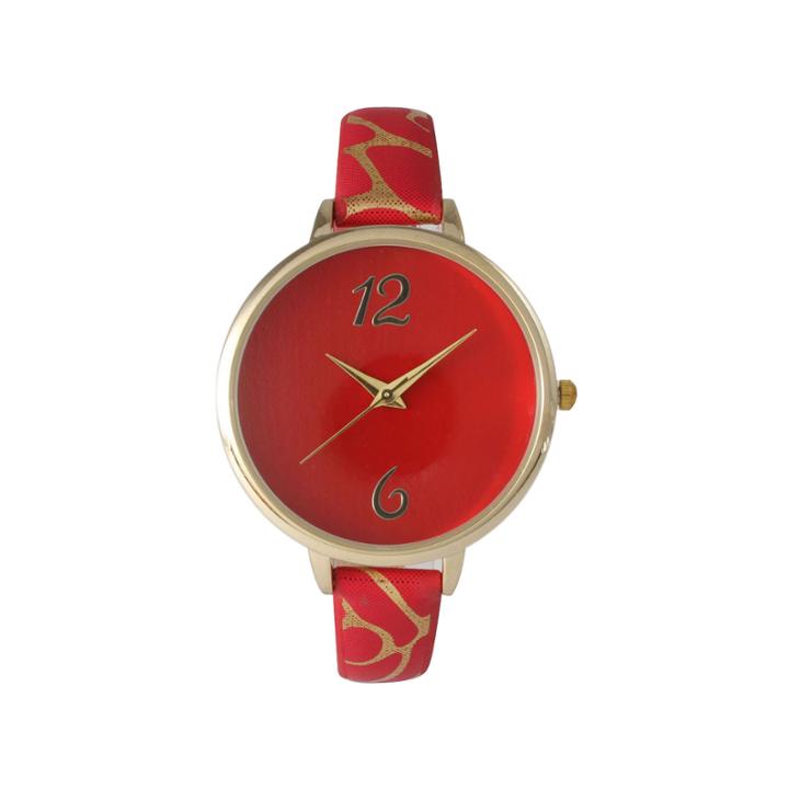 Olivia Pratt Womens Cheetah Print Red Petite Leather Watch 26356red