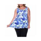 White Mark Floral Knit Tank Top-plus