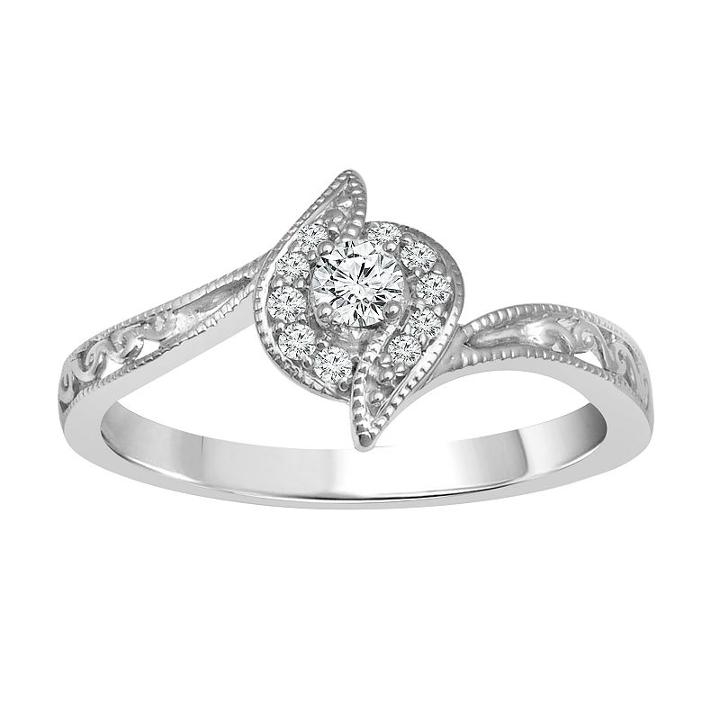 Womens 1/6 Ct. T.w. Round White Diamond 10k Gold Promise Ring