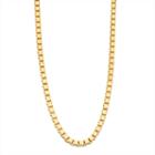14k Gold Over Silver Solid Box 20 Inch Chain Necklace