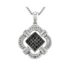 1/3 Ct. T.w. White And Color-enhanced Black Diamond Pendant Necklace