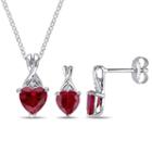 Womens 2-pc. Red Ruby Sterling Silver Jewelry Set