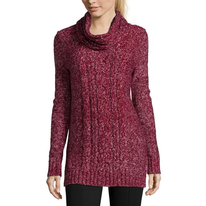 St. John's Bay Long Sleeve Marled Tunic Sweater