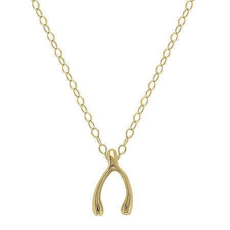 Teeny Tiny 14k Yellow Gold Petite Wishbone Pendant Necklace