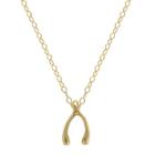 Teeny Tiny 14k Yellow Gold Petite Wishbone Pendant Necklace