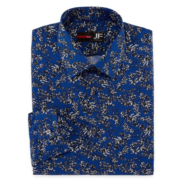 Jf J.ferrar Long Sleeve Woven Floral Dress Shirt - Slim