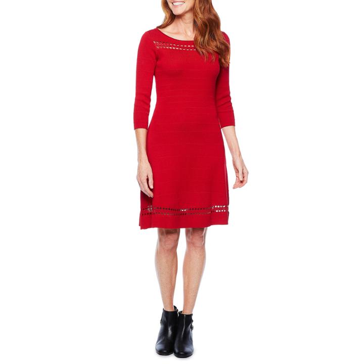 Liz Claiborne Cut Outs 3/4 Sleeve Sweater Dress