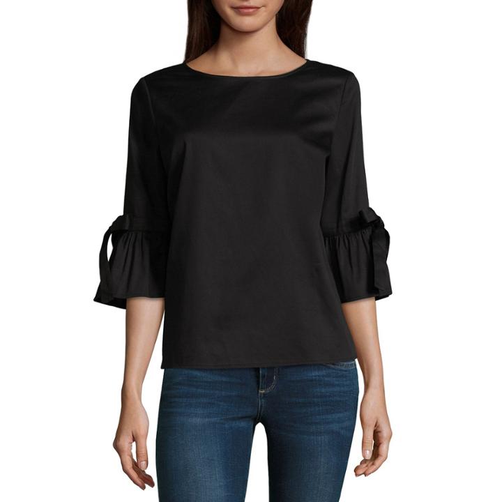 Liz Claiborne 3/4 Sleeve Scoop Neck Woven Blouse