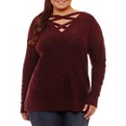 Arizona Criss Cross Neckline Sweater-juniors Plus