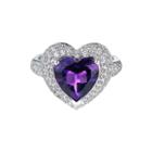 Lab-created Amethyst & White Sapphire Heart Ring