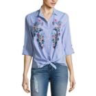 Alyx 3/4 Sleeve V Neck Woven Stripe Blouse