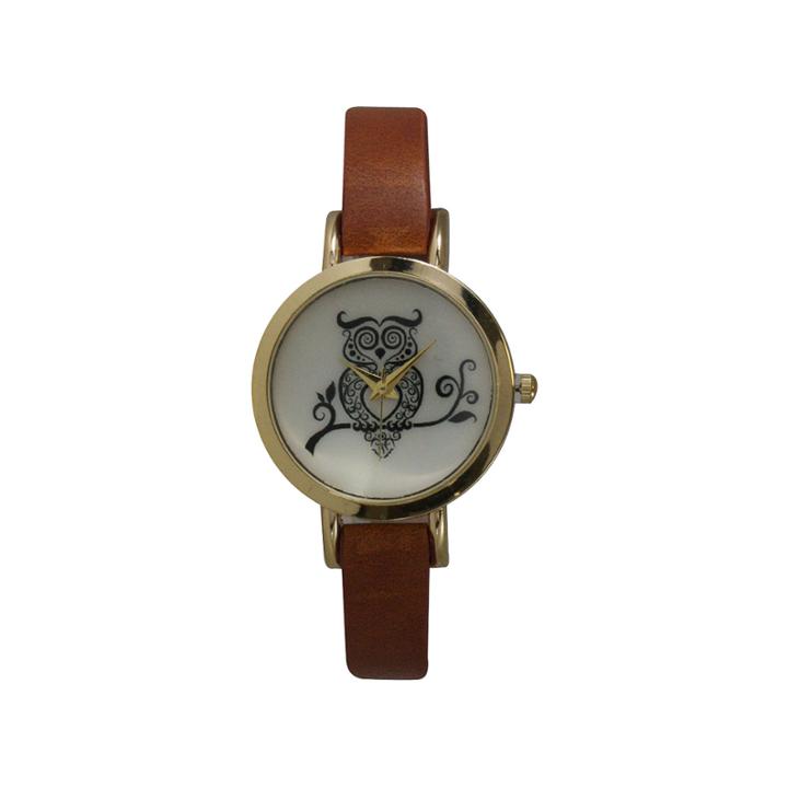 Olivia Pratt Womens Brown Strap Watch-20378lightbrownowl