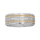Mens Two-tone Stainless Steel 1/7 Ct. T.w. Diamond Wedding Band