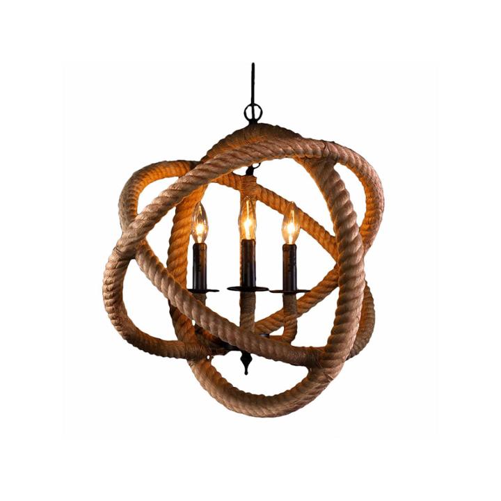 Warehouse Of Tiffany Natalia 3-light Rope Enclosed Chandelier With Bulbs