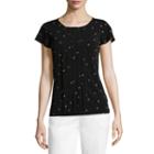 Liz Claiborne Short Sleeve Scoop Neck Paisley T-shirt-womens