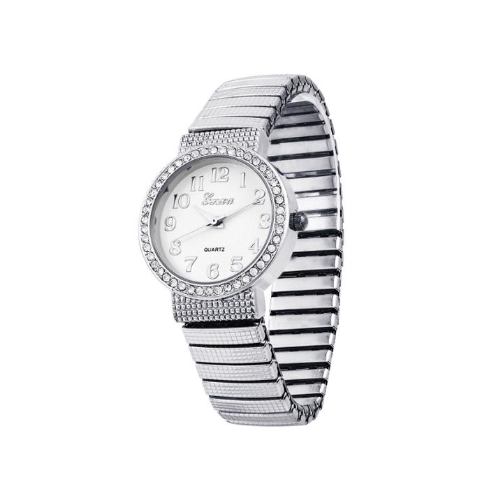 Geneva Womens Silver-tone Bangle Expansion Watch