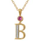 B Womens Lab Created Red Ruby 14k Gold Over Silver Pendant Necklace