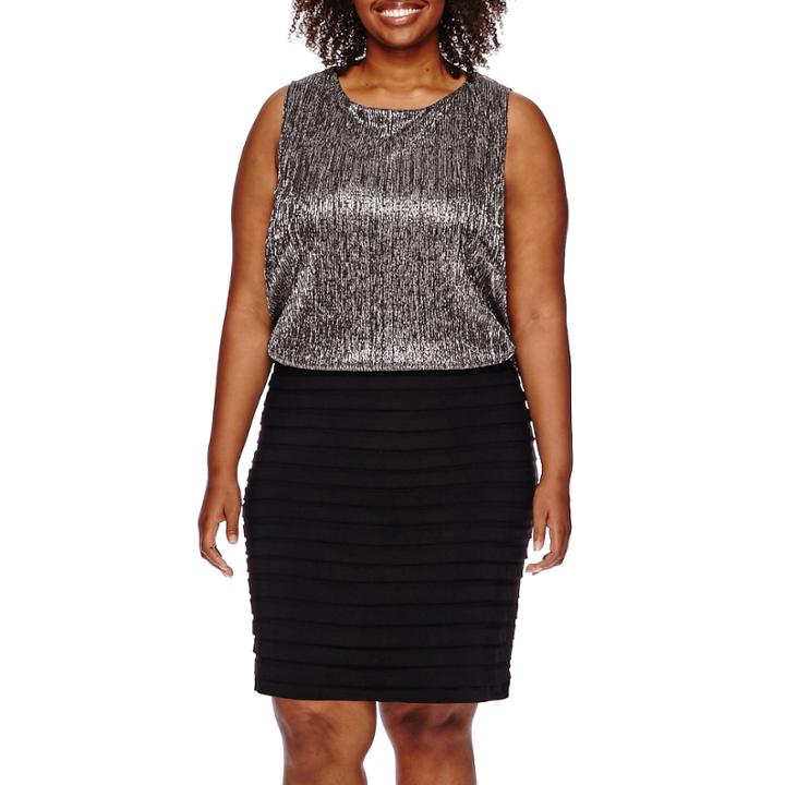 Scarlett Sleeveless Metallic Blouson Dress - Plus