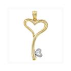14k Two-tone Gold Heart Key Charm Pendant