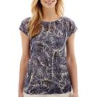 Liz Claiborne Short-sleeve Mesh Printed Sweater