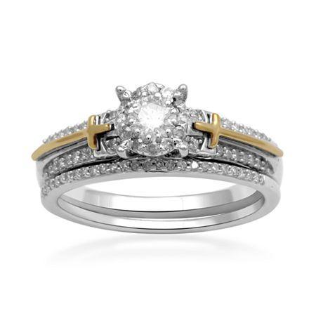 1/2 Ct. T.w. Diamond Sterling Silver Bridal Ring Set