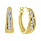 1/10 Ct. T.w. Genuine White Diamond 14k Gold Over Silver 23mm Hoop Earrings