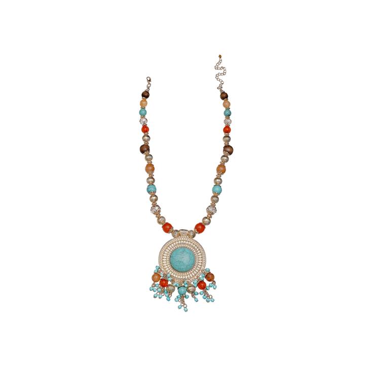 Mixit&trade; Gold-tone Simulated Turquoise Metal Pendant Necklace