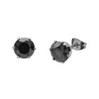 Black Cubic Zirconia 8mm Stainless Steel Stud Earrings