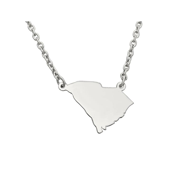 Personalized Sterling Silver South Carolina Pendant Necklace