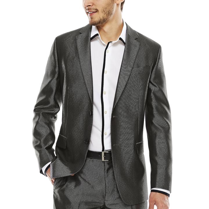 Jf J. Ferrar Diamond Charcoal Shimmer Suit Jacket - Slim