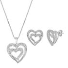 Forevermine 1/10 Ct. T.w. Diamond Heart Necklace & Earring Set