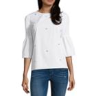 A.n.a3/4 Sleeve Mock Neck Woven Blouse
