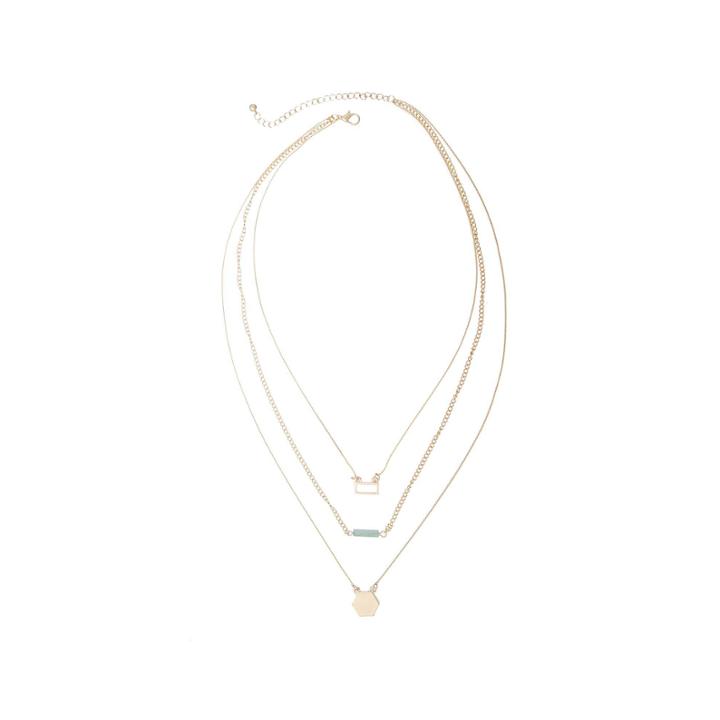 A.n.a Blue Gold-tone Three-row Necklace