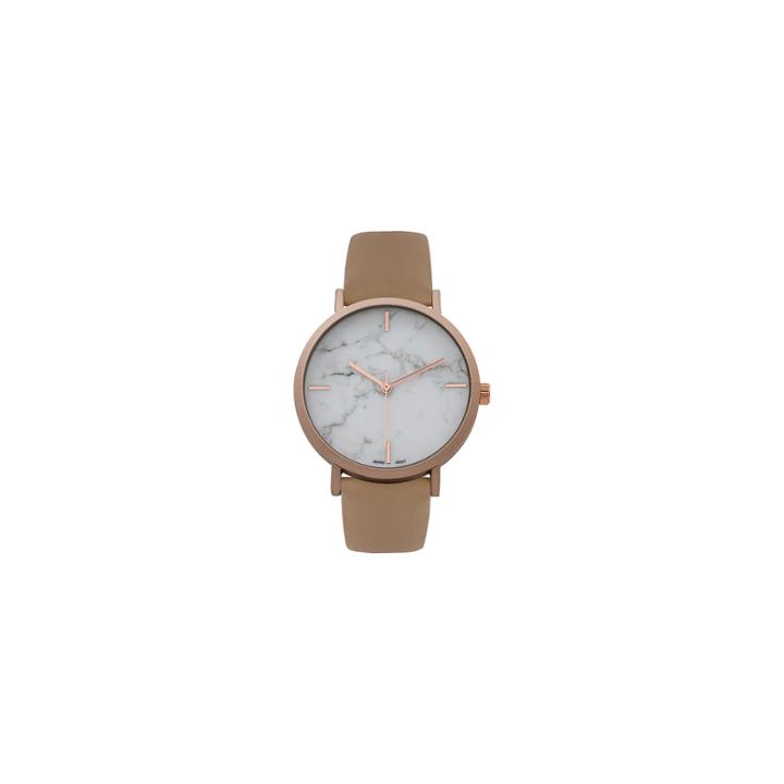 Geneva Platinum Marble Dial Womens Brown Strap Watch-10090