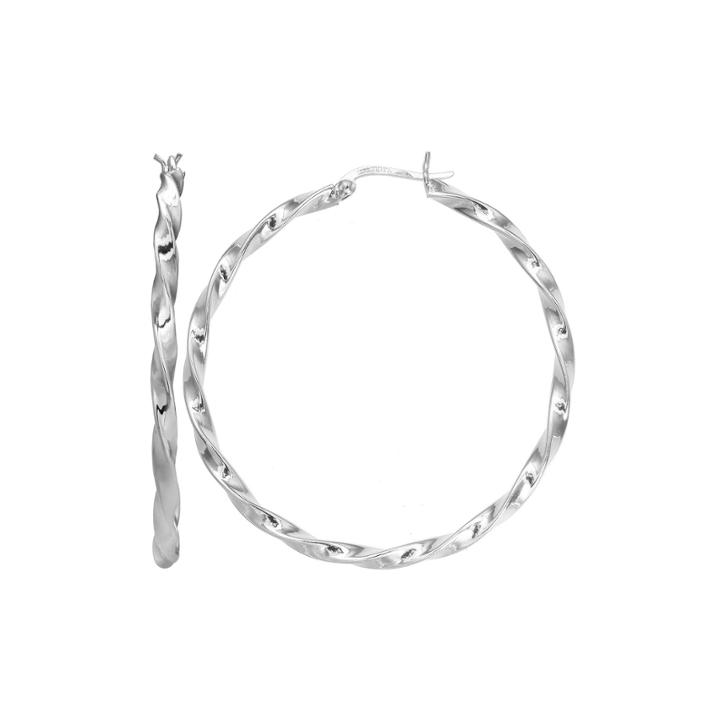 Sterling Silver 50mm Twist Hoop Earrings