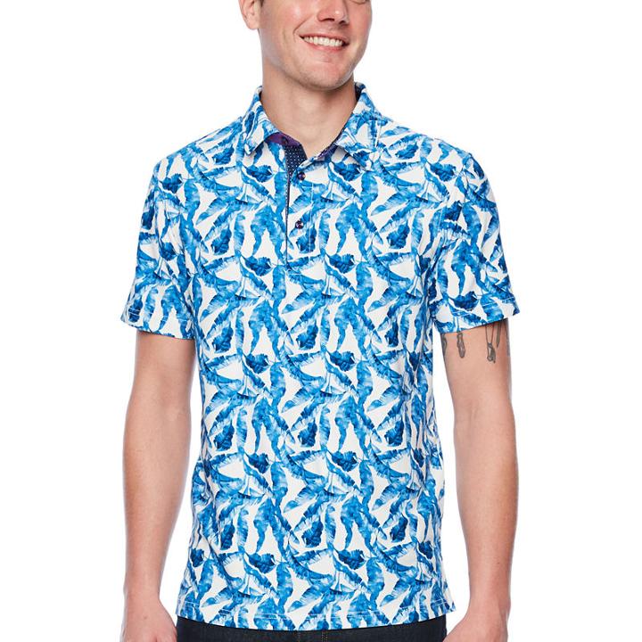Society Of Threads Short Sleeve Leaf Pique Polo Shirt