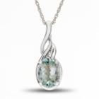 Womens Diamond Accent Genuine Blue Aquamarine Pendant Necklace