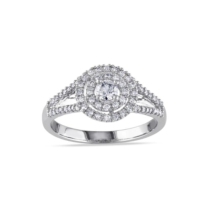 1/2 Ct. T.w. Diamond 14k White Gold Double-halo Ring