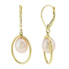 Pink Pearl 14k Gold Drop Earrings